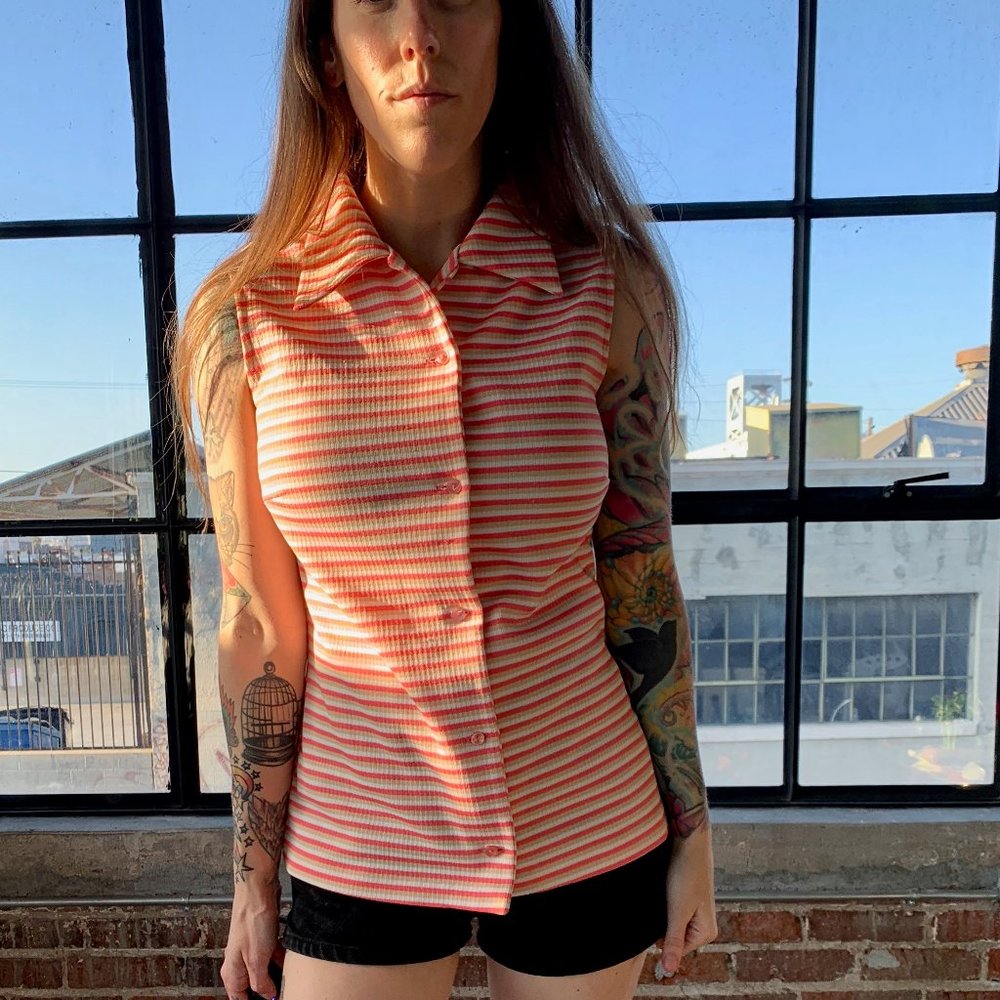Vintage 1970s Tank Top Sleeveless Blouse